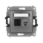 MINI Mechanizm gniazda pojedynczego HDMI 2.1, 8K + gniazda komp. poj. 1xRJ45, kat. 8, ekranowany, 8-stykowy grafitowy