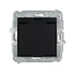MINI Mechanizm gniazda bryzgoszczelnego z uziemieniem 2P+Z (klapka czarny mat, przesłony torów prądowych) czarny mat