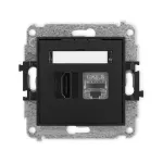 MINI Mechanizm gniazda pojedynczego HDMI 2.1, 8K + gniazda komp. poj. 1xRJ45, kat. 8, ekranowany, 8-stykowy czarny mat