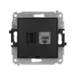 MINI Mechanizm gniazda pojedynczego HDMI 2.1, 8K + gniazda komp. poj. 1xRJ45, kat. 8, ekranowany, 8-stykowy, bez pola opisowego czarny mat