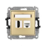 MINI Mechanizm gniazda pojedynczego HDMI 2.1, 8K + gniazda komp. poj. 1xRJ45, kat. 6A, 8-stykowy złoty