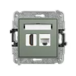 MINI Mechanizm gniazda pojedynczego HDMI 2.1, 8K + gniazda komp. poj. 1xRJ45, kat. 6A, 8-stykowy szałwiowy