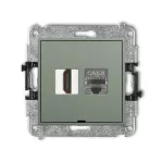 MINI Mechanizm gniazda pojedynczego HDMI 2.1, 8K + gniazda komp. poj. 1xRJ45, kat. 8, ekranowany, 8-stykowy, bez pola opisowego szałwiowy