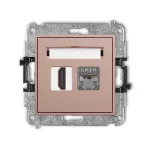 MINI Mechanizm gniazda pojedynczego HDMI 2.0, 4K + gniazda komp. poj. 1xRJ45, kat. 6, ekranowany, 8-stykowy łososiowy