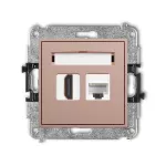 MINI Mechanizm gniazda pojedynczego HDMI 2.1, 8K + gniazda komp. poj. 1xRJ45, kat. 6A, 8-stykowy łososiowy