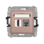 MINI Mechanizm gniazda pojedynczego HDMI 2.1, 8K + gniazda komp. poj. 1xRJ45, kat. 8, ekranowany, 8-stykowy łososiowy