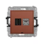 MINI Mechanizm gniazda pojedynczego HDMI 2.0, 4K + gniazda komp. poj. 1xRJ45, kat. 6, ekranowany, 8-stykowy, bez pola opisowego terakota