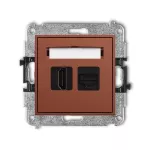 MINI Mechanizm gniazda pojedynczego HDMI 2.0, 4K + gniazda komp. poj. 1xRJ45, kat. 6A, 8-stykowy terakota
