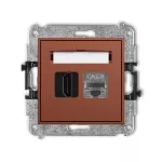 MINI Mechanizm gniazda pojedynczego HDMI 2.1, 8K + gniazda komp. poj. 1xRJ45, kat. 8, ekranowany, 8-stykowy terakota