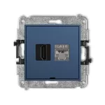 MINI Mechanizm gniazda pojedynczego HDMI 2.0, 4K + gniazda komp. poj. 1xRJ45, kat. 6, ekranowany, 8-stykowy, bez pola opisowego navy blue