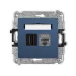 MINI Mechanizm gniazda pojedynczego HDMI 2.1, 8K + gniazda komp. poj. 1xRJ45, kat. 8, ekranowany, 8-stykowy navy blue