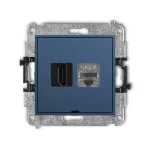 MINI Mechanizm gniazda pojedynczego HDMI 2.1, 8K + gniazda komp. poj. 1xRJ45, kat. 8, ekranowany, 8-stykowy, bez pola opisowego navy blue