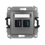 MINI Mechanizm gniazda podwójnego 2xUSB A-A 3.0 grafitowy