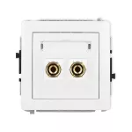 DECO Mechanizm gniazda głośnikowego pojedynczego (typu banan - czerwony i czarny, pozłacany, 4 mm2, do lutowania) biały