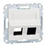 Merten, System M, ramka montażowa podwójna do gniazd RJ45 z polem opisowym i wbudowaną klapką, biały polarny