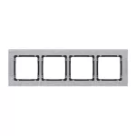 DECO Ramka uniwersalna poczwórna - aluminium szczotkowane (ramka: srebrna; spód: czarny) srebrny
