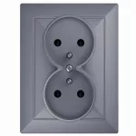 PT-6P Gniazdo wtyczkowe podwójne-PERŁA-p/t 2x2p+Z 16A, 250V; antracyt