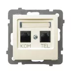 AS ; Gniazdo komputerowe + telefoniczne, bez ramki, kolor ecru