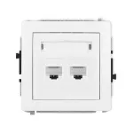DECO Mechanizm gniazda komputerowego podwójnego 2xRJ45, kat. 6, 8-stykowy biały