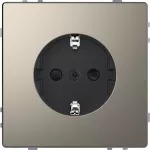 SCHUKO gniazdko elektryczne, przesłona, screwl. term., nickel metallic, System Design