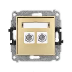 ICON Mechanizm gniazda antenowego podwójnego typu F (SAT) niklowany złoty