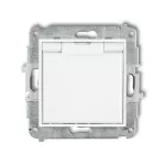 ICON Mechanizm gniazda bryzgoszczelnego z uziemieniem 2P+Z (klapka biała, przesłony torów prądowych) biały