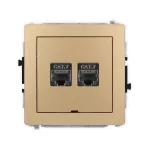 DECO Mechanizm gniazda komputerowego podwójnego 2xRJ45, kat. 7, ekranowany, 8-stykowy, bez pola opisowego złoty metalik