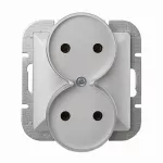 PT-5PR/M Gniazdo wtyczkowe podwójne-PERŁA- p/t 2x2p 16A, 250V do systemu ramkowego; srebrny