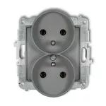 ICON Mechanizm gniazda podwójnego do ramki z uziemieniem 2x(2P+Z) (bez przesłon torów prądowych) szary mat