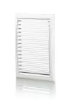 kratka wentylacyjna 193x188 mm z regulowaną żaluzją i kołnierzem fi 125 mm, biała