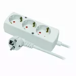 PS-370S/1,5/3,0 Przedłużacz z trzykrotnym gniazdem 3x2p+Z, Schuko, 3x1,5; 16A z przesłonami; 3m; czarny
