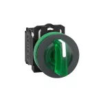 Przełącznik podświetlany zlicowany plastik zielony Ø30 3 pozycyjny stabilny 24 V AC/DC 1 NO + 1 NC Harmony XB5