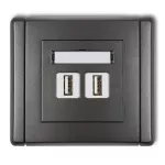 FLEXI Gniazdo podwójne 2xUSB A-A 2.0 grafitowy