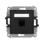 ICON Mechanizm gniazda komputerowego pojedynczego 1xRJ45, kat. 6, 8-stykowy czarny mat