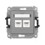 MINI Mechanizm gniazda komputerowego podwójnego 2xRJ45, kat. 5e, 8-stykowy szary mat