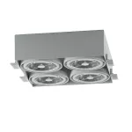 MARA PB4Dh AR111 wpust stropowy bezramkowy, max. 4x20W, G53, 12V, srebrny aluminiowy (mat struktura) RAL 9006