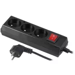 PS-370WS/1,5 Przedłużacz z trzykrotnym gniazdem z wyłącznikiem; 3x2p+Z; 10A; 1,5m; czarny