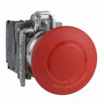 Harmony XB4 Przycisk awaryjnego zatrzymania, Czerwony, 40 mm, Podciągnięcie, 1 NO + 1 NC, Metalowy