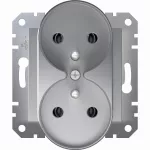 Asfora, gniazdo 2x2P+PE do systemu ramkowego, aluminium