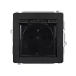 DECO Mechanizm gniazda bryzgoszczelnego z uziemieniem SCHUKO 2P+Z (klapka dymna, przesłony torów prądowych) czarny mat