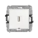 MINI Mechanizm ładowarki USB pojedynczej USB A, 5W max., 5V, 1A, bez pola opisowego biały mat