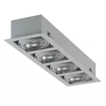 MARA P5Eh AR111 wpust stropowy max. 4x60W, G53, 12V, srebrny aluminiowy (mat struktura) RAL 9006
