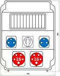 Rozdzielnica 2*16A 5p,2*250V,okienko,wyłacznik L-0-P