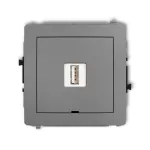 DECO Mechanizm ładowarki USB pojedynczej USB A, 5W max., 5V, 1A, bez pola opisowego szary mat
