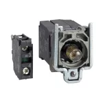 Harmony XB4 Korpus przycisku ze stykami, Biały, 400 V AC, Żarówka, Transformator, BA 9, 1 NO