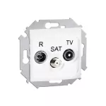 SIMON 15 WS15-1591466-030 Gniazdo antenowe R-TV-SAT końcowe (moduł); biały Może być użyte jako gniazdo zakończeniowe do gniazd przelotowych R-TV-SAT