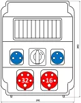 Rozdzielnica 1*32A 5p,1*16A 5p,2*250V,okienko, wyłacznik 0-1