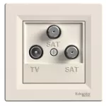 Asfora, gniazdo TV-SAT-SAT końcowe 1dB, kremowy