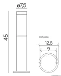 SU-MA lampa stojąca zewnętrzna Inox Black ST 022-450