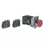 Przycisk płaski czerwony żarówka 220-240V transformator metalowy